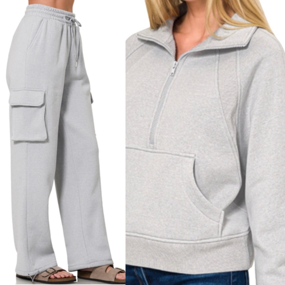 Light Gray Cargo Joggers - Women's Track Pants